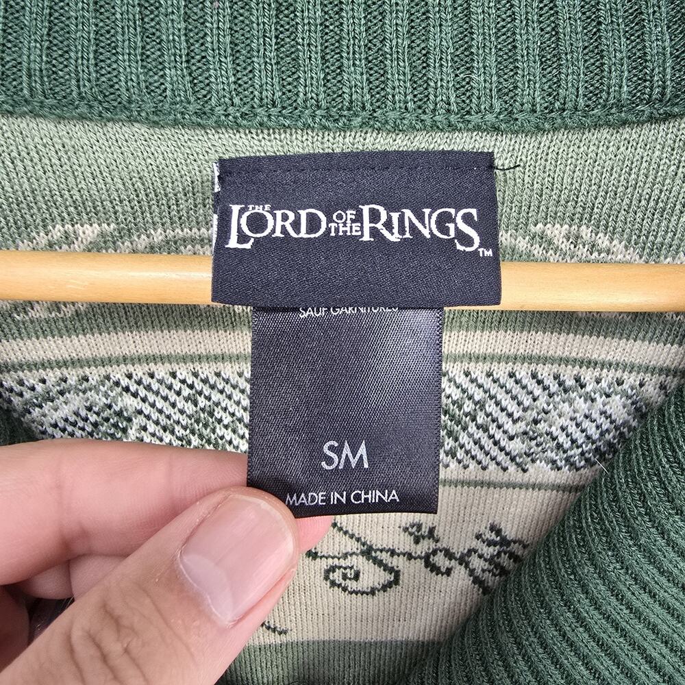 Hot Topic Lord of the Rings Cardigan Mens Sm Green Fellowship Shawl Sweater LOTR - Picture 6 of 10